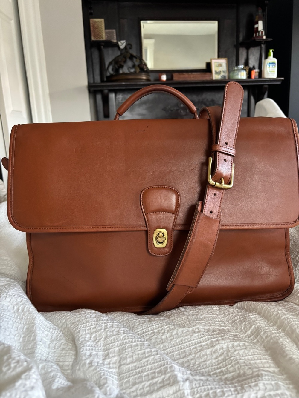 Coach 1997 Vintage Laptop Briefcase Weather Resistant Glove Tanned Leather Tan